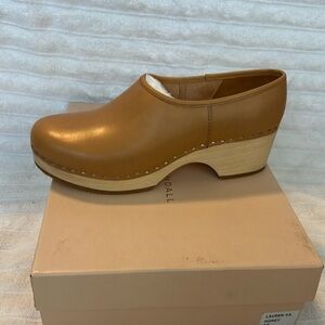 Loeffler Randall Lauren Clog Shoe Honey 8B Leather Wood